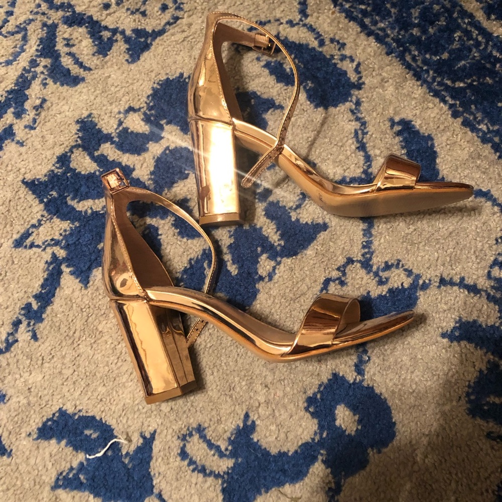 Rose gold block heels